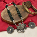 FS Collection Ethnic Oxidised Plated Ghungaroo Detailed Antique Necklace Set  Women & Girls