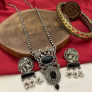 FS Collection Antique Oxidised Plated Crystals & Pearls for Women Long Necklace Set
