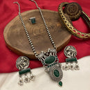 FS Collection Antique Oxidised Plated Crystals & Pearls for Women Long Necklace Set
