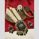 FS Collection Elegant Gold Plated with Austrian Stones & Pearls Long Necklace