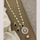 FS Collection Designer Gold Plated Austrian Stones and Pearls Perfect for Modern Looks Long Necklace Set