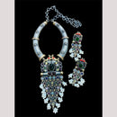 FS Collection 2 Tone Plated Pota and Pearls  Modern Fusion Jewelry Necklace Set