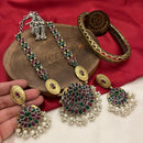 FS Collection 2Tone Plated Pota and Pearls  Modern Fusion Jewelry Long Necklace Set