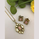 FS Collection Designer Gold Plated Kundan Traditional Chain Pendant Set