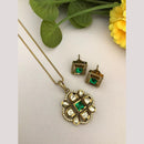 FS Collection Designer Gold Plated Kundan Traditional Chain Pendant Set