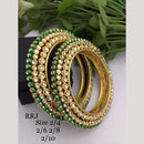FS Collection Festive Wear Gold-Plated Kundan Meenakari Bangle Set