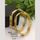 FS Collection Festive Wear Gold-Plated Pota And Pearls Bangle Set