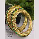 FS Collection Festive Wear Gold-Plated Kundan Meenakari Bangle Set