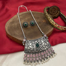 FS Collection Oxidized Plated Pota Stone And Beads Long Necklace Set