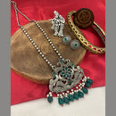 FS Collection Oxidized Plated Pota Stone And Beads Long Necklace Set