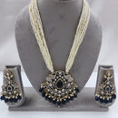 FS Collection Auspicious Kundan And Austrian Stone Pearl And Beads Long Necklace Set