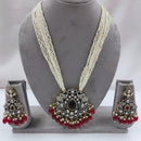 FS Collection Auspicious Kundan And Austrian Stone Pearl And Beads Long Necklace Set