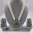 FS Collection Auspicious Kundan And Austrian Stone Pearl And Beads Long Necklace Set