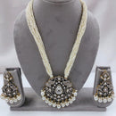 FS Collection Auspicious Kundan And Austrian Stone Pearl And Beads Long Necklace Set