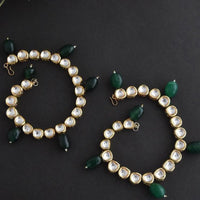 FS Collection Gold Plated Kundan And Beads Fancy Payal / Anklet