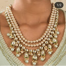 FS Collection Gold Plated Kundan and Pearl Traditional Ethnic Jewelry Necklace Set