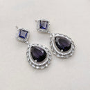 FS Collection Designer Silver Plated American Diamonds Dangler Earrings