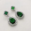 FS Collection Designer Silver Plated American Diamonds Dangler Earrings