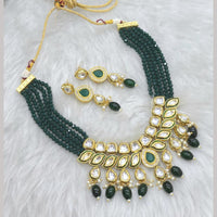 FS Collection Gold Plated Kundan Stone And Beads Necklace Set