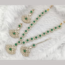 FS Collection Traditional Gold Plated Pota and Austrian Stones for Weddings Necklace Set