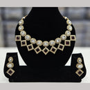 FS Collection Elegant Gold Plated  Pota Stones Perfect for Weddings, Festivals Necklace Set