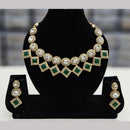 FS Collection Elegant Gold Plated  Pota Stones Perfect for Weddings, Festivals Necklace Set