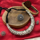 FS Collection Oxidised Plated Pota Stone Necklace Set