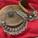 FS Collection Oxidised Plated Pearls Necklace Set