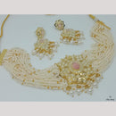 FS Collection Authentic Gold Plated Pota Stone Pearl And Beads Choker Necklace Set