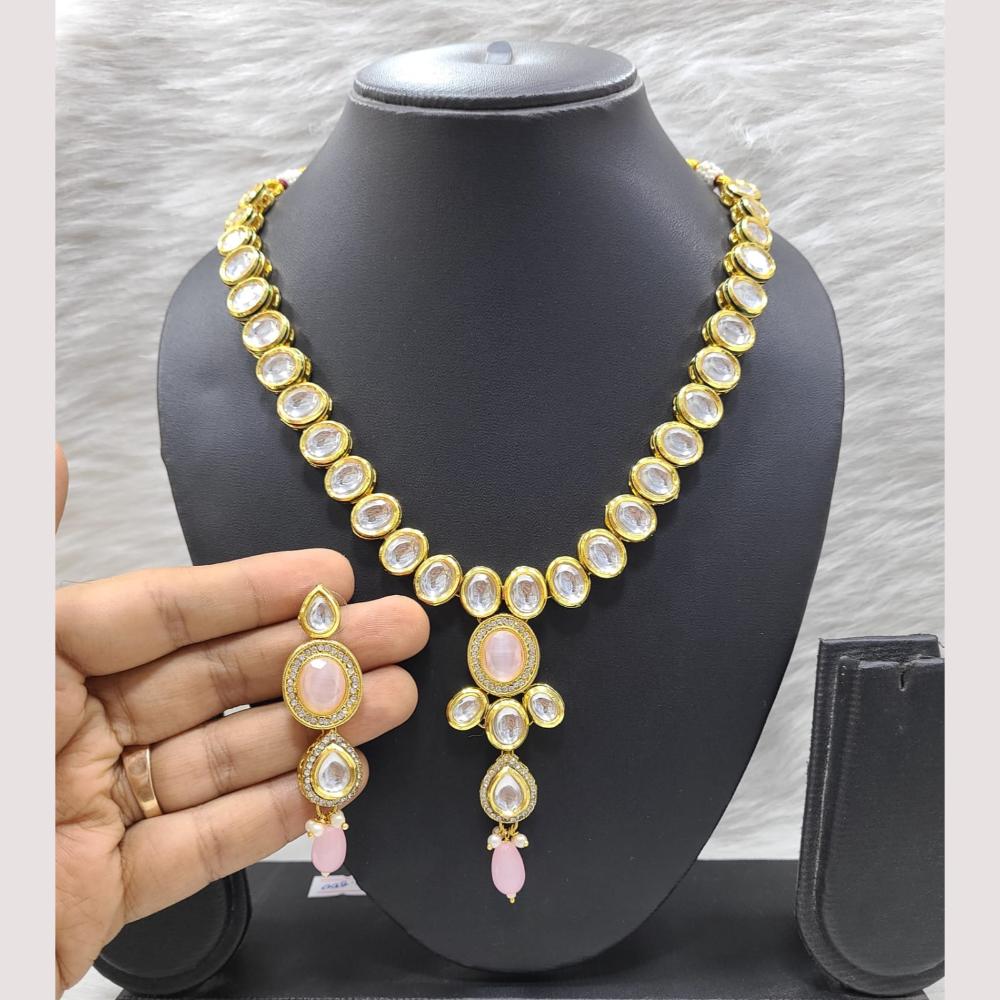 FS Collection Gold Plated Bridal-Inspired Kundan Necklace Set