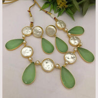 FS Collection Regal Gold Plated  with Elegant Mother of Pearl Touch Necklace Set