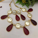FS Collection Regal Gold Plated  with Elegant Mother of Pearl Touch Necklace Set