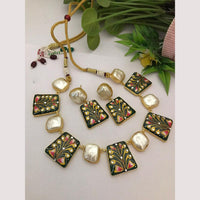 FS Collection Regal Gold Plated  with Elegant Mother of Pearl Touch Necklace Set