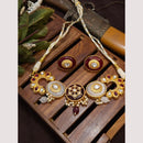 FS Collection Royal Gold Plated Kundan & Pearl Choker Necklace Set