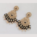 FS Collection Gold Plated Crystal Stone And Beads Dangler Earrings