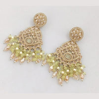 FS Collection Gold Plated Crystal Stone And Beads Dangler Earrings