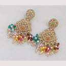 FS Collection Gold Plated Crystal Stone And Beads Dangler Earrings