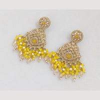 FS Collection Gold Plated Crystal Stone And Beads Dangler Earrings