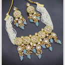 FS Collection Gold Plated Kundan Stone Pearl And Beads Choker Necklace Set