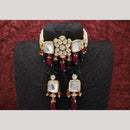 FS Collection Royal Gold Plated Kundan & Pearl Choker Necklace Set
