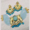 FS Collection Gold Plated Pota Stone And Beads Choker Necklace Set