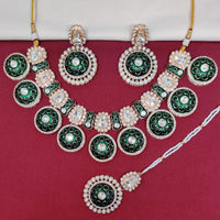 FS Collection Gold Finish Pota And Meenakari Necklace Set