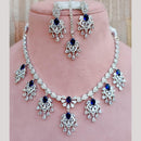 FS Collection Silver Plated Sparkling American Diamond Necklace Set