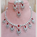FS Collection Silver Plated Sparkling American Diamond Necklace Set