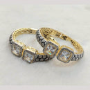 FS Collection Gold Plated Pota Stone And Austrian Stone Openable Bangles Set