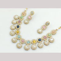 FS Collection Gold Plated Kundan Necklace Set