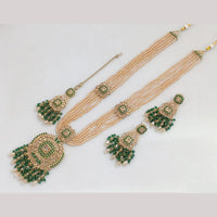 FS Collection Gold Plated Crystal Stone And Beads Long Necklace Set