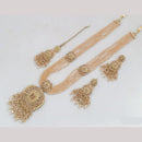 FS Collection Gold Plated Crystal Stone And Beads Long Necklace Set