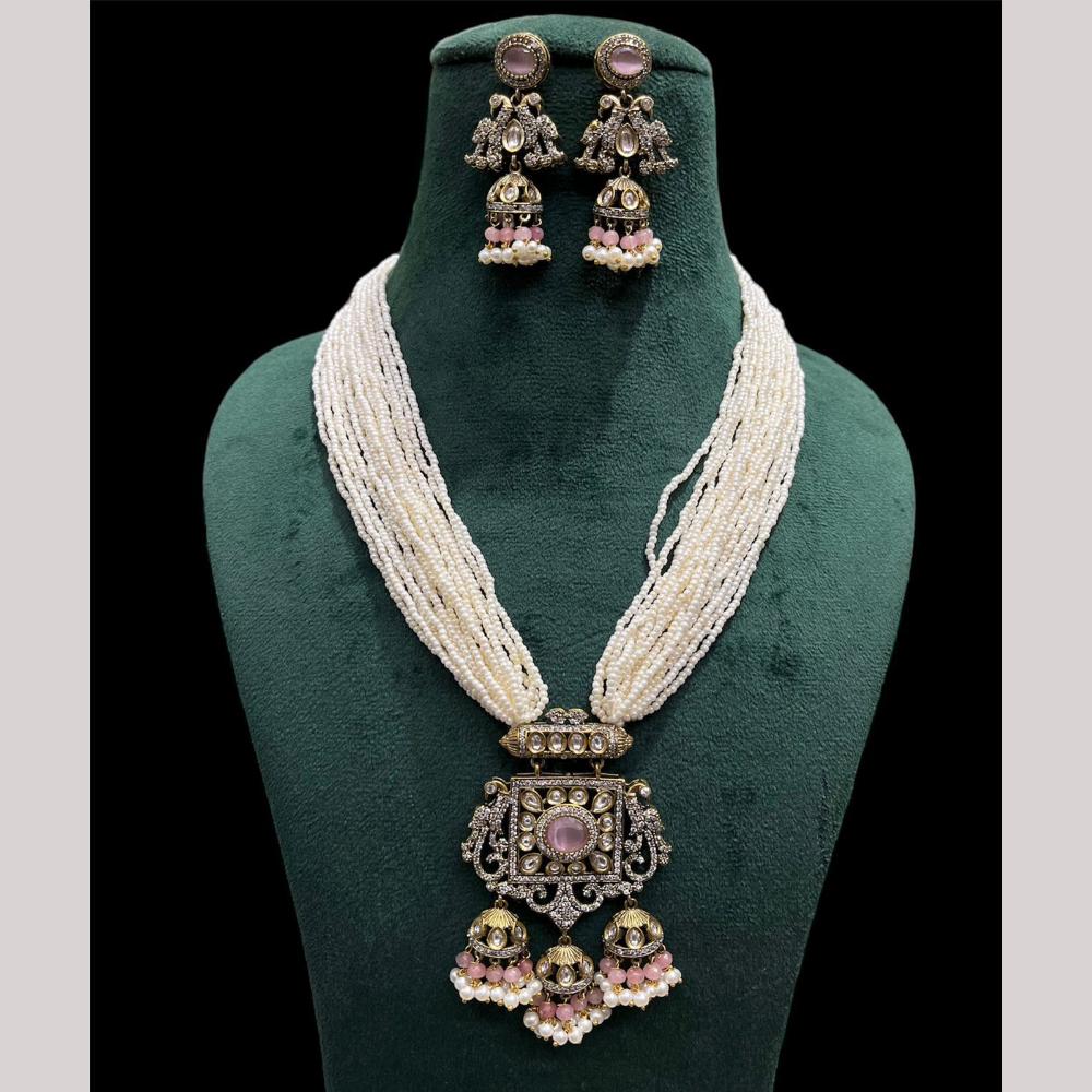FS Collection Gold Plated Pota Stone And Beads Necklace Set