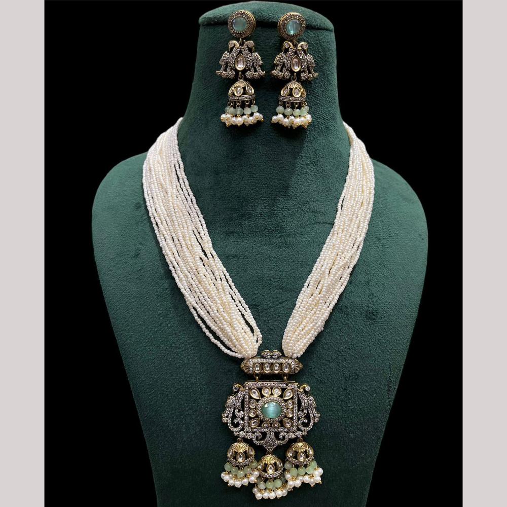 FS Collection Gold Plated Pota Stone And Beads Necklace Set